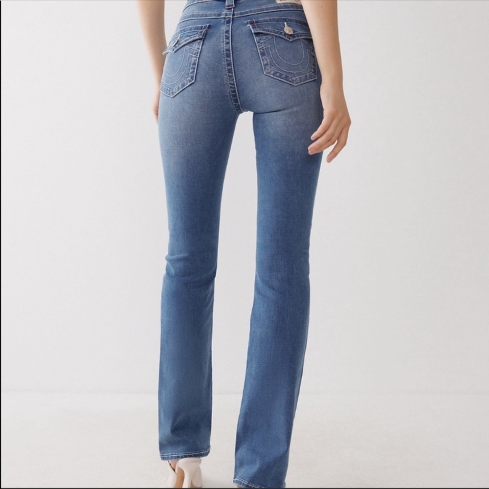 True Religion Billy Straight Leg Jeans Button Flap Pockets Super Low Rise